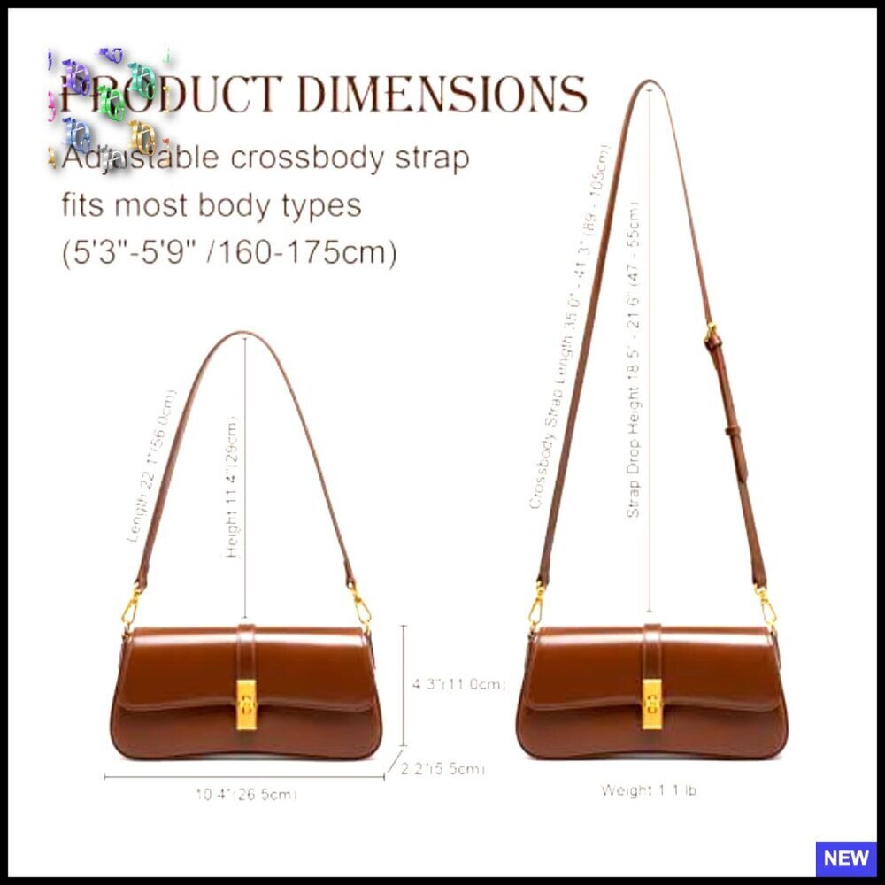 Genuine Leather Satchel Shoulder Bag Convertible Crossbody Purse Minimal Chic - Picture 4 of 7